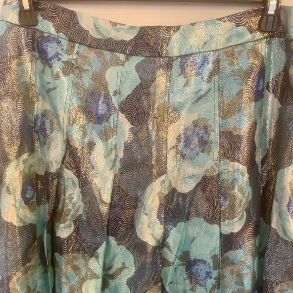 J. Crew Pleated Midi Metallic Floral Skirt - Picture 6 of 7